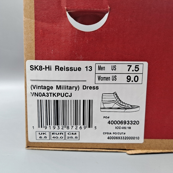 New Vans Sk8 Hi Top Reissue 138 Vintage Military Dress Blues Men's Size 7.5 - Picture 9 of 9